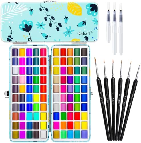 Caliart 100 Colors Watercolor Paint Set, Portable Art Supplies Palette Kit by Caliart