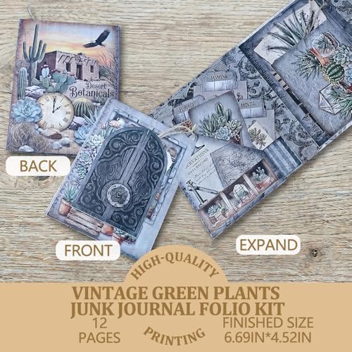 XINPOCUT Apothecary Ephemera Folio Junk Journal Kit,Folio Booklet Craft Kit, Junk Journal Kit, Scrapbooking Supplies, Journaling Decor, Mini Folio Writer Folder Project, Arts & Crafts Gifts - Image 2