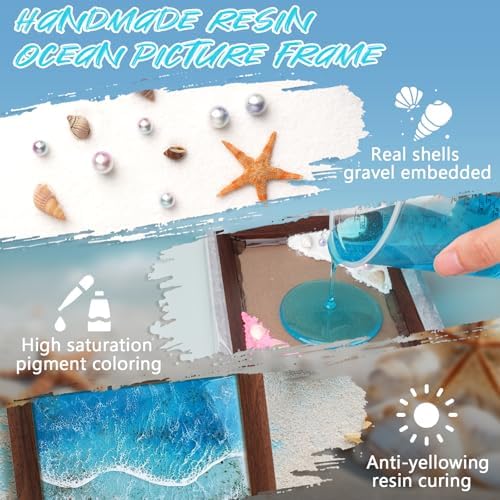 KISREL Ocean Resin Art Kit, Clear Epoxy Resin Kit with Frames, Beginner DIY Ocean Painting Full Set of Tools + Tutorials, Great Gift for Craft Lovers, Adult Stress Relief Creative Crafts - Image 4