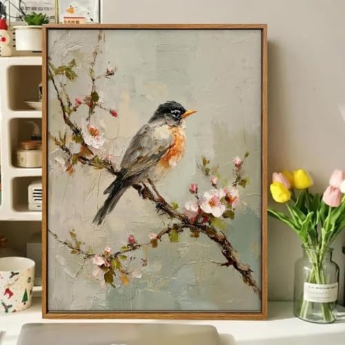 Vintage Birds Flowers Paint by Numbers Kit for Adults Canvas, Frameworkless - Image 2