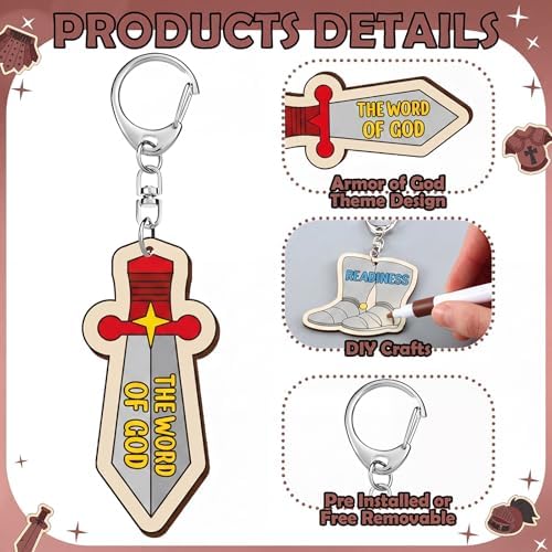 RattanView 24 Pcs Armor of God Crafts Color Your Own Keychains - Image 3