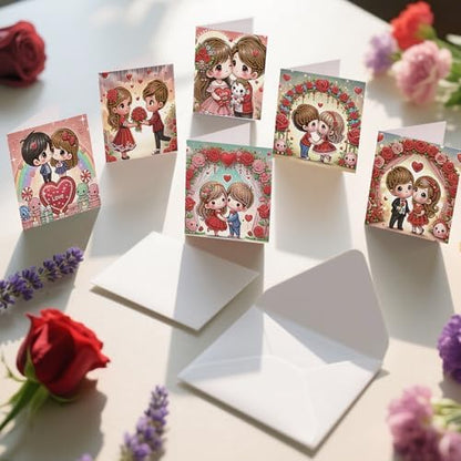 6PCS Valentine's Day Diamond Art Painting Greeting Cards, DIY Kit - Image 6
