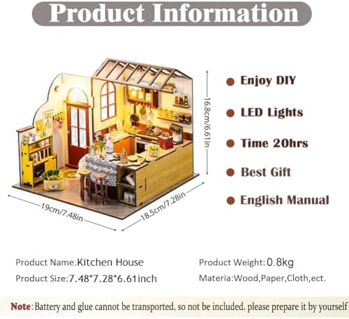 DIY Miniature House Kit with LED Lights,Mini House Kit DIY Dollhouse Kit for Adults to Build, Model Building Craft Kit, for Birthday Christmas - Image 6