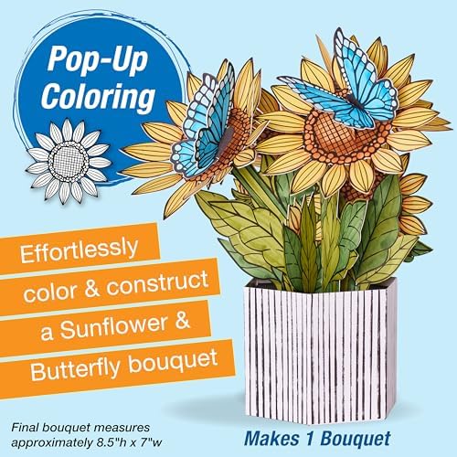 Faber-Castell Pop Up Coloring Bouquet: Sunflowers, Crafts for Adults and Sunflower Gifts for Women, Craft Kits for Adults and Teens, Adult Coloring and Gifts for Teen Girls | Gifts for Mom - Image 2