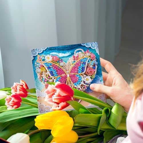 C'eitura Jeweled Diamond Art Painting Greeting Cards, 6Pcs DIY Card Kit - Image 5