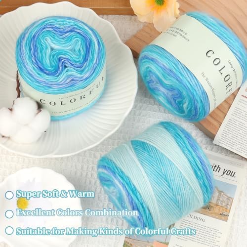 Aeelike Cake Yarn for Crocheting, Soft Ombre Crochet Yarn, Blue Green - Image 6