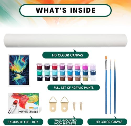 Framed Paint by Numbers Kit for Adults Beginner 8x12 Inch, Starry Night Adult Paint by Number Kits on Canvas, DIY Acrylic Watercolor Landscape Oil Paint by Number for Adults for Home Decor Gift - Image 5