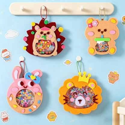 Oagminu 4Pcs DIY Felt Craft Kit Cute Animal Shaker Hanging Ornaments Creative Handmade for Boys & Girls Craft Set for Home Decoration & Party Favors(Animal) - Image 4
