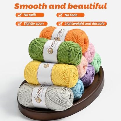3 Pack Cotton Yarn for Crocheting, Baby Yarn for Crocheting Soft, 393yds / 5.29oz Fluffy Amigurumi Crochet Yarn, 5 Ply 100% Milk Cotton Yarn for Puzzle、Socks、Clothes(3 Light Pink) - Image 6