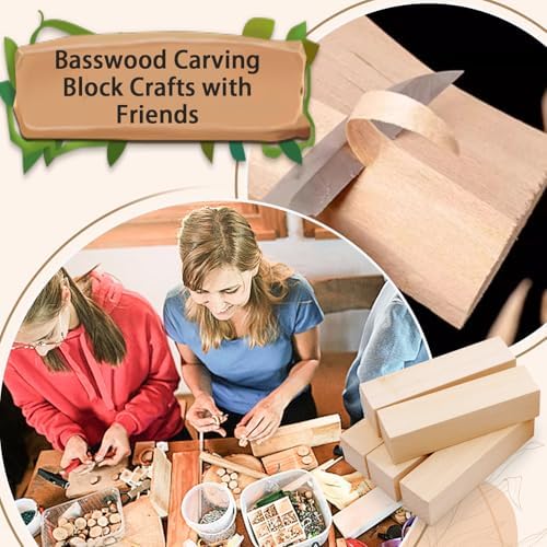 Basswood Carving Blocks for Crafts,Cymuber 24 PCS Whittling Wooden Blockss Kit with 3 Sizes,Wood Carving Blocks Wood Whittling Kit Crafts for Kids and Adults - Image 5