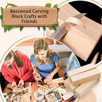 Basswood Carving Blocks for Crafts,Cymuber 24 PCS Whittling Wooden Blockss Kit with 3 Sizes,Wood Carving Blocks Wood Whittling Kit Crafts for Kids and Adults - Image 5