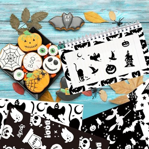 orkwo 24 Sheets Halloween Pattern Paper Set, 11.8"x11.8" Scrapbooking Supplies Paper Spider Pumpkin Bat Witch Plaid Stripe Dot Origami Paper - Image 6
