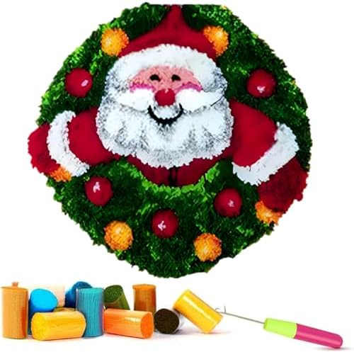 Latch Hook Kits for Adults - DIY Latch Hook Rug Kits, Crochet Kit for Beginners, Rug Making Kits with Printed Canvas, Gift Packaging. (Father Christmas, 20x20 inch) by EMISTEM