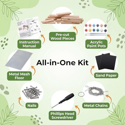 DIY Bird Feeder Kit for Kids and Adults, Wooden Picnic Table Hanging Bird Feeder Craft Kit with Paints, Brushes for Backyard Garden Bird Watching - Image 2