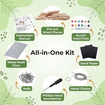 DIY Bird Feeder Kit for Kids and Adults, Wooden Picnic Table Hanging Bird Feeder Craft Kit with Paints, Brushes for Backyard Garden Bird Watching - Image 2