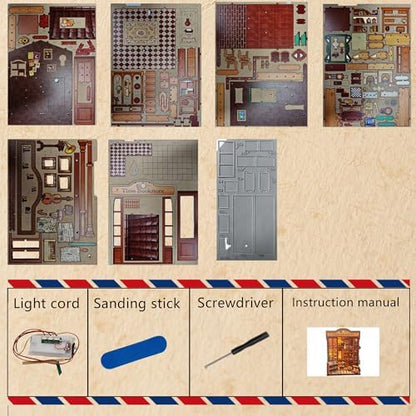 DIY Book Nook, Miniature House Kit with LED Lights - Timeless Bookstore - Image 7