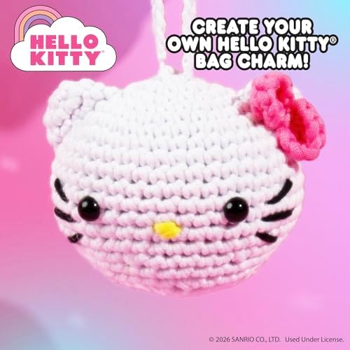 Hello Kitty® and Friends Crochet Kit – Hello Kitty® Bag Charm, Sanrio Crochet Kit for Beginners with Yarn, Starter Hooks, Step-by-Step Tutorials, DIY Craft, Great Teen Gifts - Image 3
