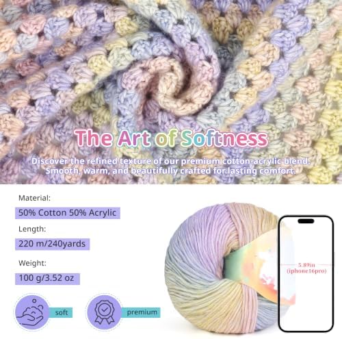 Coopay Crochet Kit for Beginners, Gradient Yarn Granny Square Blanket Kit - Image 3