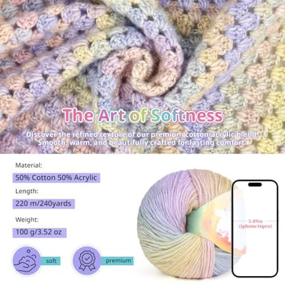 Coopay Crochet Kit for Beginners, Gradient Yarn Granny Square Blanket Kit - Image 3