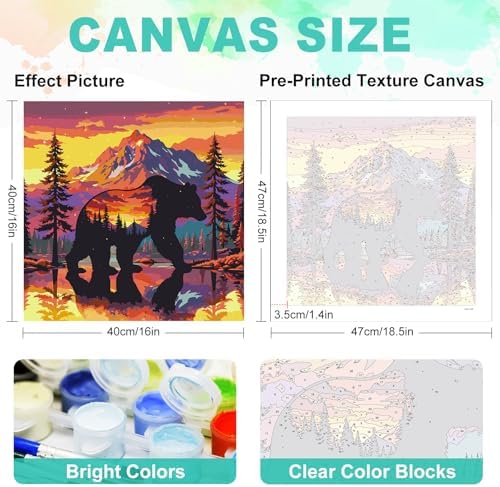 Paint by Numbers Kit for Adults, Sunset Bear Number Painting, 16 x 16 Inch - Image 3