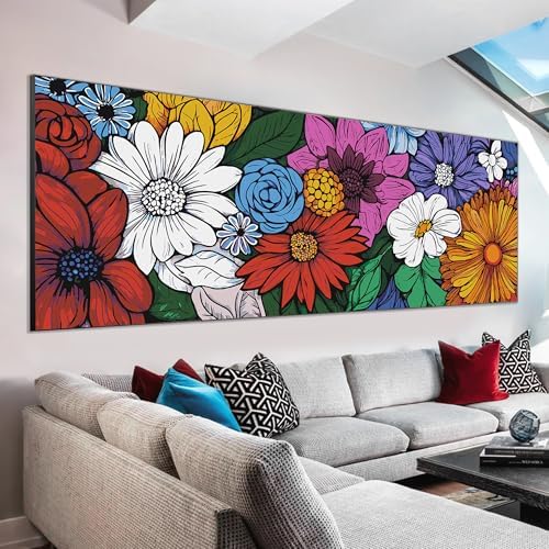 VAIIEYO Paint by Numbers Kit for Adults Flower, Plant Paint by Numbers, Large Size Painting Kit Canvas Drawing Paintwork for Beginner Arts Craft for Home Wall Decor 12x31 inch(Without Frame) - Image 3