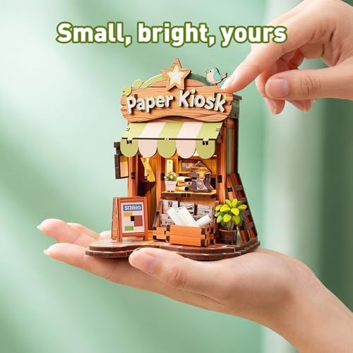 Book Nook Kit – DIY Miniature House 3D Puzzle with LED, Paper Kiosk Dollhouse Kit for Adults & Teens, 96-Piece Creative Mini Building Kit for Bookshelf Decor, Gifts for Family Friends - Image 5