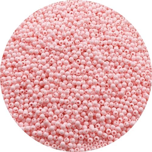 2000pcs Acrylic Round Beads for Crafts 4mm Resin Candy Color Spacer Beads with Hole for Jewelry Making Sewing Crafts Decoration Necklaces Bracelets Earrings Supplies(Light Pink) by Unknown