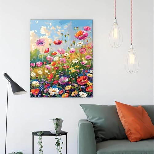 CYNART Flower Paint by Numbers Kit for Adults Beginner, Flower Easy Paint by Number Kits on Canvas, DIY Acrylic Oil Painting by Numbers for Gift Home Decor 16 x 20 inch （Without Frame） - Image 4