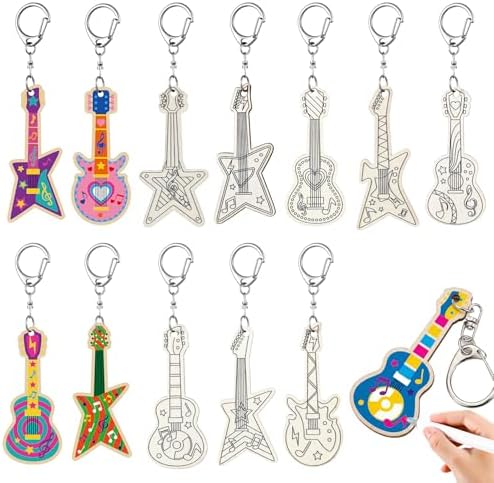 RattanView 24 Pcs Guitar Craft Keychains DIY Keychain, 12 Styles by RattanView