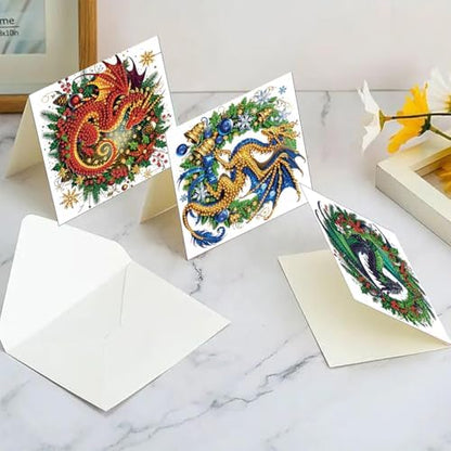 6pcs DIY Diamond Art Christmas Cards Kit with Envelopes & Tools-Diamond Dot Greeting Cards,Xmas 5D Rhinestones Painting for Adults,DIY Craft Family Friend Xmas Gifts(Christmas Dragon) - Image 7