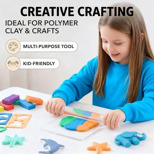 Basic Polymer Clay Tools, Acrylic Clay Roller Pin, Protect Fingers Polymer Clay Cutting Tools, Clear Rectangle Sheet Press Board Wire Texture Set Needle Detail Modelling Supplies -Starter Kit - Image 6
