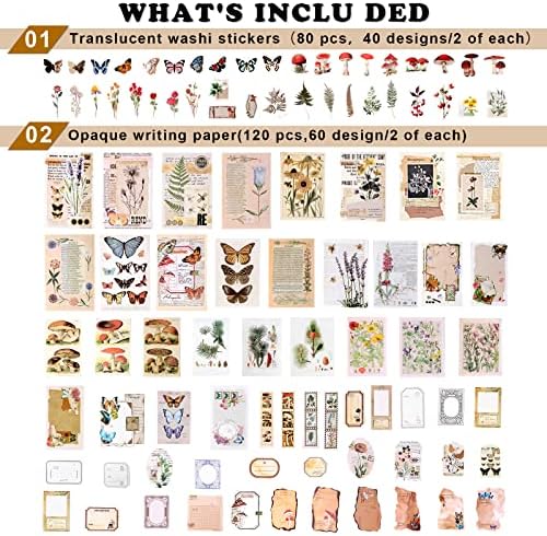 Draupnir 200pcs Vintage Junk Journal Supplies,Scrapbook Supplies Scrapbooking Paper and Stickers Ephemera For Art Aesthetic Journaling Kit Collage(Nature) - Image 2