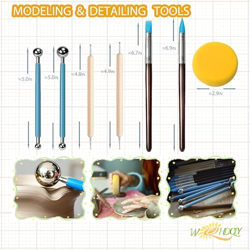WQHDQLY 21PCS Pottery Tools, Practical Polymer Clay Sculpting Tools Kit, Air Dry Clay Tools Set for Adults, Pottery Craft, Carving, Dotting, Shaping, Molding, Modeling,Drawing - Image 4