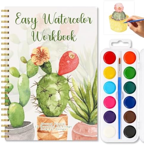 Potted Plant Watercolor Workbook, Botanical Painting Set with Palette Brush by Unknown