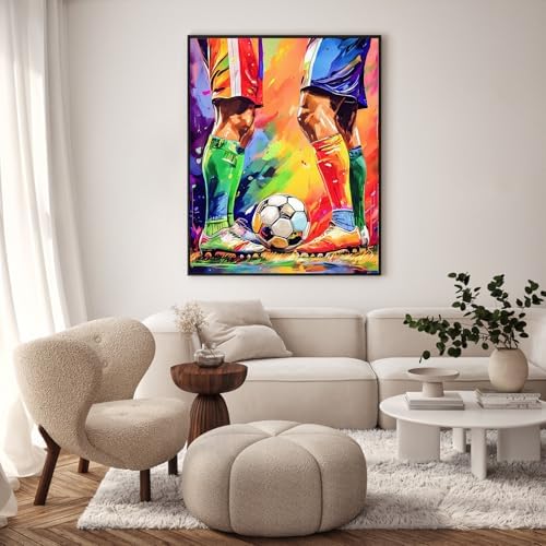 Paint by Numbers Kit for Adults, Soccer Match Number Painting, 16 x 20 Inch - Image 2