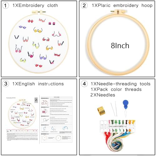 Crafmanoe Flowers Embroidery Kits for Beginners Adults, Hand Embroidery Starters Kits, Stamped Cross Stitch Kits DIY Needlepoint Kits for Beginners Adults, Embroidery Hoop, Thread and Video Tutorial - Image 5