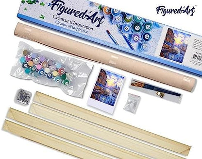 Figured'Art Paint by Numbers Kit for Adults The Grand Canal of Venice 16"x20" - Craft Art Painting Rolled Canvas with DIY Wooden Frame - Image 5