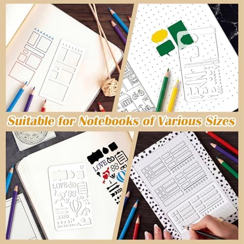 24-Piece Journal Stencils, Planner Stencils Templates with Colored Pencils - Image 5