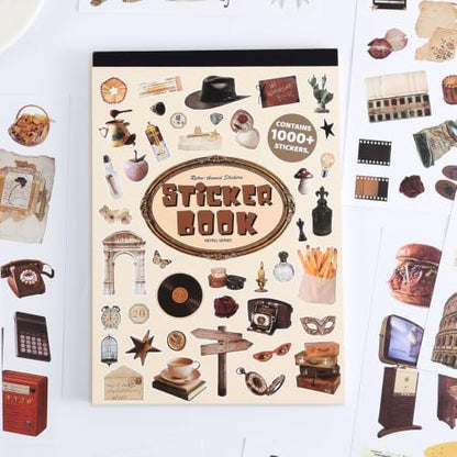 1000+ PCS Retro Vintage Sticker Book, Old Fashion Little Object Theme Aesthetic Stickers for Scrapbooking, Art Journaling, Junk Journal Supplies for Adults Teens Girls DIY Crafts Decorations by emmoolife
