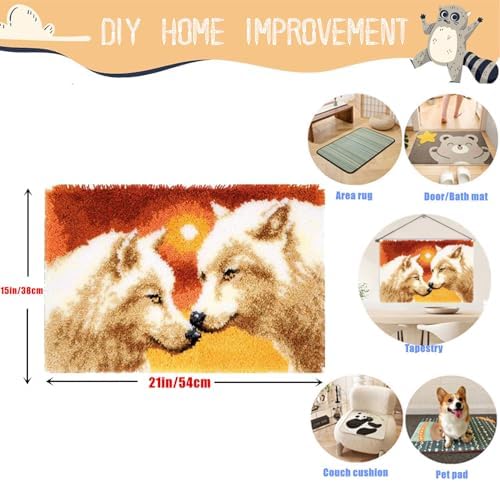 White Wolves at Sunset Latch Hook Kits for Adults Beginners, 20“ X 15" - Image 2