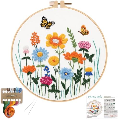 Louise Maelys Floral Butterfly Embroidery Kit for Beginners, DIY Craft by LouiseMaelys