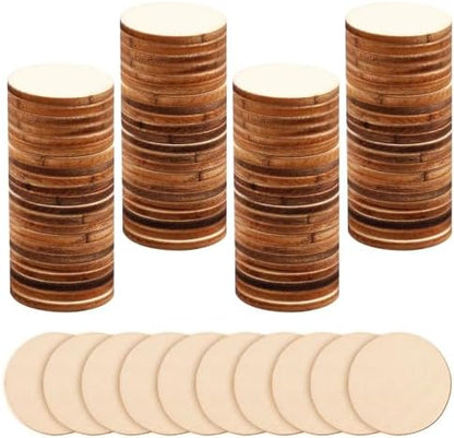 100 Pack Unfinished Wood Circles - 1 Inch Natural Round Wood Slices, Small Wooden Crafts Cutouts Circle Ornaments, Blank Wooden Kit for Painting, Writing, DIY Supplies, Engraving & Carving by Unknown
