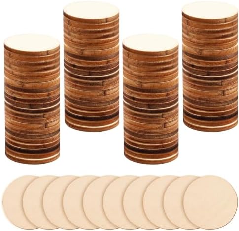100 Pack Unfinished Wood Circles - 1 Inch Natural Round Wood Slices, Small Wooden Crafts Cutouts Circle Ornaments, Blank Wooden Kit for Painting, Writing, DIY Supplies, Engraving & Carving by Unknown