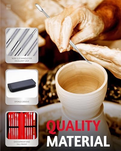 YETOOME 10 Pcs Dental Wax Carving Tools Set with Case, Stainless Steel Clay Sculpting Pottery Sculpture Tools for Dental Pottery Sculpting Plaster Carving - Image 6