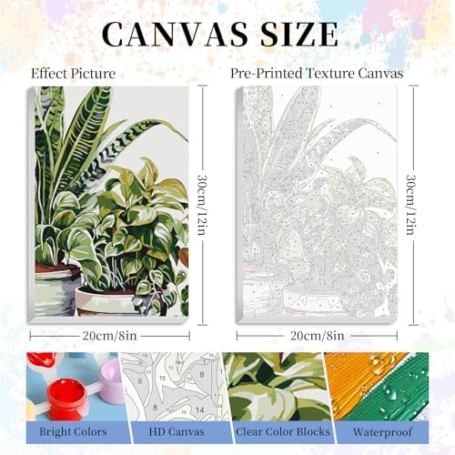 Framed Paint by Numbers Kit for Adults Beginners – Tropical Green Plants - Image 3