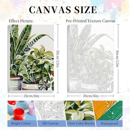 Framed Paint by Numbers Kit for Adults Beginners – Tropical Green Plants - Image 3