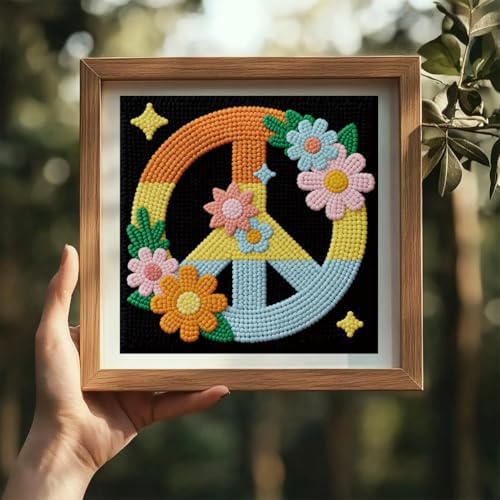 DOODLREAM Peace Symbol Punch Needle Kit for Beginner 9.4" x 9.4" - Image 6