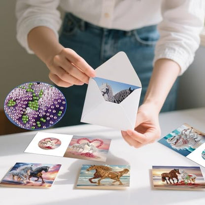 6pcs Diamond Painting Greeting Card with envelopes, DIY Seaside and horses Diamond Art Greeting Card for Blessing and Wish Special Shaped Arts Crafts for Christmas Birthday Thanksgiving Day Holiday - Image 7