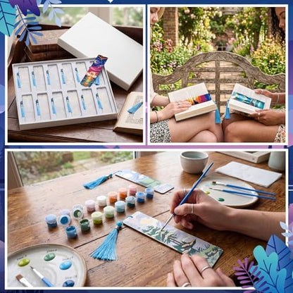Kosiz 12 Pcs Night Landscape Paint by Number Kit for Adult Wood Bookmark - Image 5