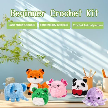 Gerute Crochet Kit for Beginners, 6 PCS Amigurumi Animal Family Starter Kit with Step-by-Step Video Tutorials & Illustrated Guide, 40% Extra Yarn, DIY Family Craft Gifts for Adults & Kids - Image 5